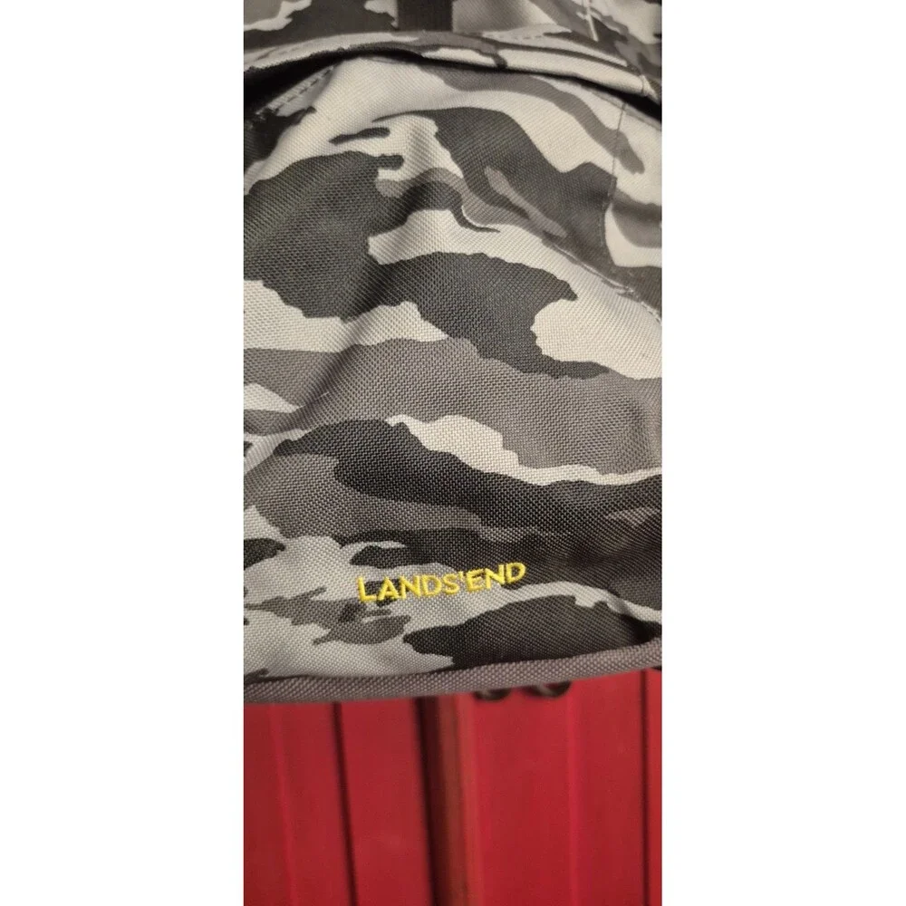 Lands End Rolling Backpack Camouflage School Large Pockets Water Bottles EUC